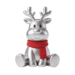 Silver Chrome Reindeer with Red Scarf - Christmas Icon