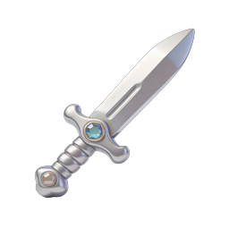 Silver Dagger Sword Icon | 3D Fantasy Weapon Design