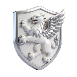 Silver Griffin Shield Icon - Heraldic 3D Emblem