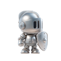 Ícone de Personagem Cavaleiro Prateado - Guerreiro 3D estilo Chibi