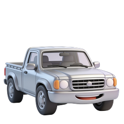 Silver Pickup Truck 3D Icon for Transport Designs