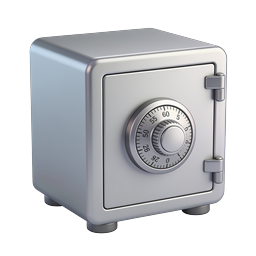 Silver Safe Vault Icon - Secure Storage 3D Render