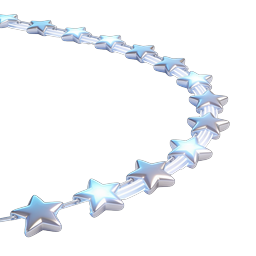 Silver Star Chain 3D Icon | Metallic Decorative Stars