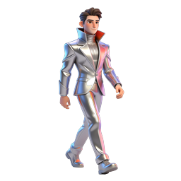 Stylish Silver Suit 3D Character Icon
