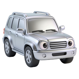 Silver SUV Car Icon - 3D Cartoon Vehicle Illustration