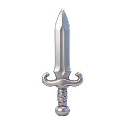 Silver Sword 3D Icon - Metallic Medieval Weapon