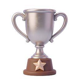 Silver Trophy Award Icon - Champion Cup with Star