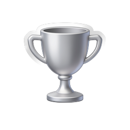 Silver Trophy Award Icon - 3D Metallic Champion Cup