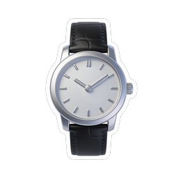 Realistic Silver Wristwatch Icon with Black Leather Strap