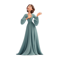Singing Woman 3D Character Icon - Elegant Opera Performer