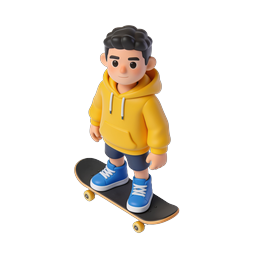 3D-Skateboard-Jungen-Charakter-Icon - Illustration im Clay-Stil