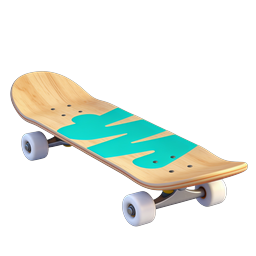 Icono 3D realista de patineta - diseño de tabla de madera