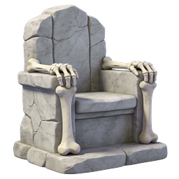 Trono de Ossos de Esqueleto - Ícone 3D de Fantasia Sombria