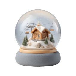 Ski Cabin Snow Globe Winter Icon | Realistic 3D
