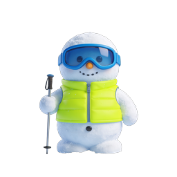Cute Skiing Snowman Icon - 3D Winter Character