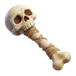 Skull on Bone with Rope | 3D Realistic Icon