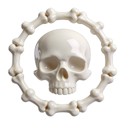 Skull and Bones 3D Icon - Glossy Death Symbol
