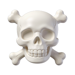 Skull and Crossbones Icon - 3D Clay Style