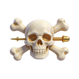 Skull and Crossbones with Gold Pin 3D Icon