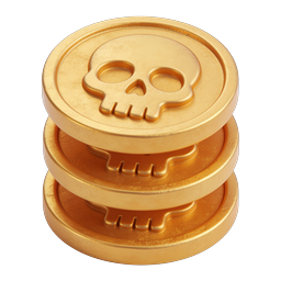 Stacked Golden Skull Coins - Pirate Treasure Icon