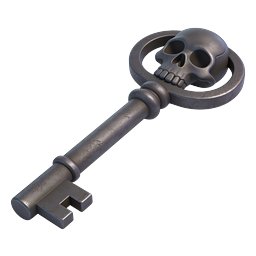Skull Skeleton Key Icon - Gothic 3D Metal Design