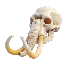 Skull with Mammoth Tusks & Trunk 3D Icon