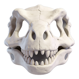 3D Skull Icon with Sharp Teeth | Realistic Bone Design