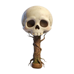 Spooky Skull Tree 3D Icon for Halloween Designs