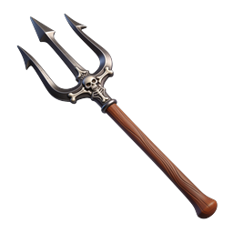 Totenkopf-Dreizack-Waffen-Icon - Dark Fantasy 3D-Render