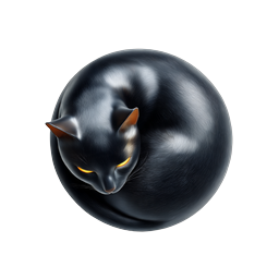 Sleeping Black Cat Icon - Realistic 3D Design