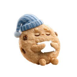 Sleeping Cookie Character with Nightcap - Cute 3D Icon