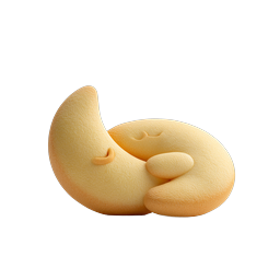 Icona 3D in argilla di creatura croissant che dorme