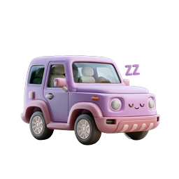 Cute Sleeping SUV Icon - Kawaii Clay Style 3D