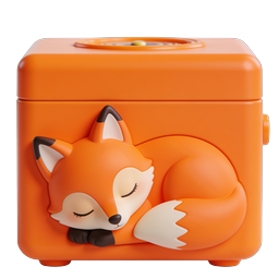 Sleeping Fox Clay-Style 3D Icon on Orange Device