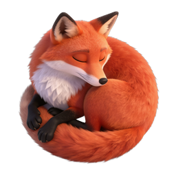 Icono 3D de zorro durmiendo - Ilustración tierna de vida silvestre