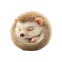 Sleeping Hedgehog 3D Icon - Cute Realistic Animal