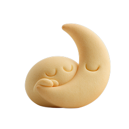 Sleeping Crescent Moon Clay 3D Icon