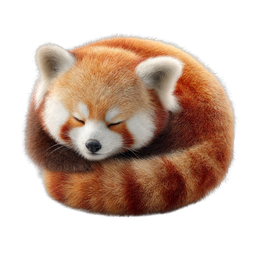 Sleeping Red Panda Icon - Cute Curled Wildlife