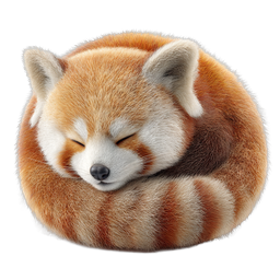 Sleeping Red Panda Icon - Cute Curled Wildlife Illustration