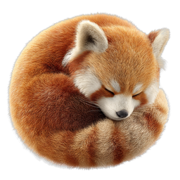 Sleeping Red Panda Icon - Adorable Curled Wildlife