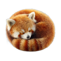Sleeping Red Panda Icon - Realistic Wildlife Illustration