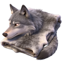 Sleeping Gray Wolf 3D Icon | Realistic Wildlife Design