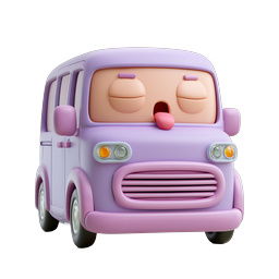 Cute Sleepy Cartoon Van 3D Icon