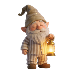Sleepy Gnome with Glowing Lantern - 3D Character Icon