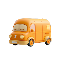 Sleepy Orange Van - Cute 3D Cartoon Vehicle Icon