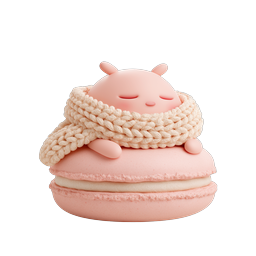 Sleepy Pig on Pink Macaron | Cute Clay-Style Icon
