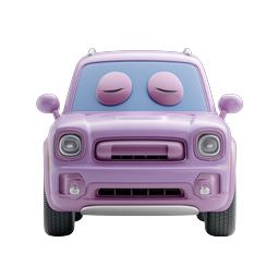 Sleepy Purple SUV Car Icon - Cute 3D Cartoon Vehicle