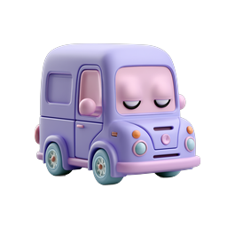 Sleepy Purple Van Kawaii 3D Clay Icon