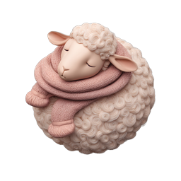 Sleepy Sheep with Pink Scarf Cozy 3D Icon