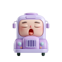 Sleepy Truck Character 3D Icon - Cute Clay-Style Vehicle